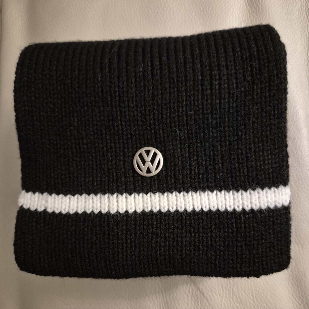 VW Black Knit Scarf. NWT. Unisex.
